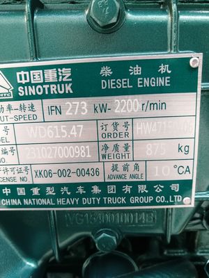 Wd615.47 Motor para caminhões Sinotruk HOWO 3 meses Serviço pós-venda e garantia
